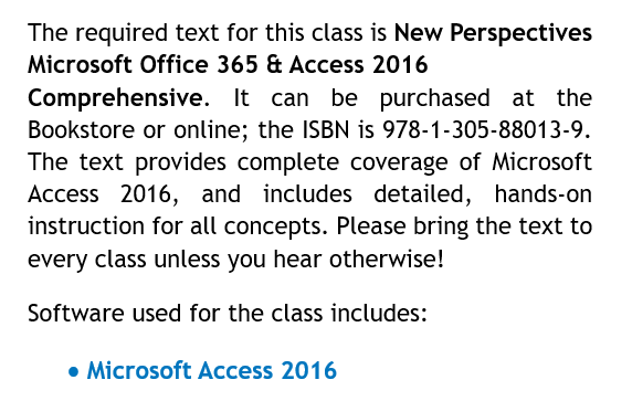 required materials from syllabus